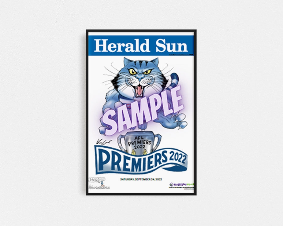 GEELONG CATS OFFICIAL HERALD SUN 2022 FRAMED POSTERhandmade souvenirs