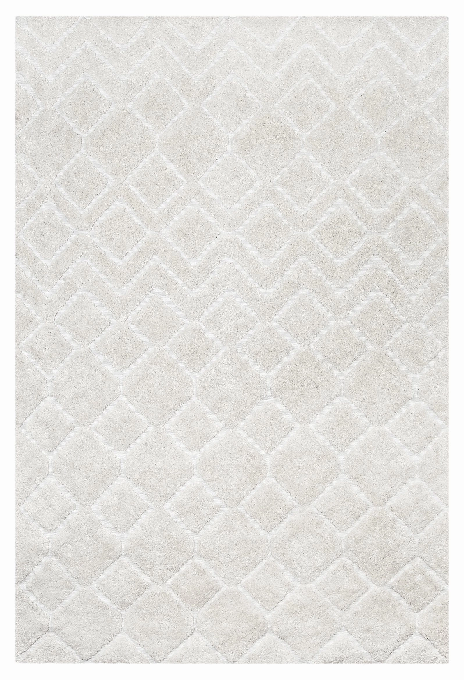 Gia Ivory Diamond Tribal PET Shag Rugmodern color block patchwork rug