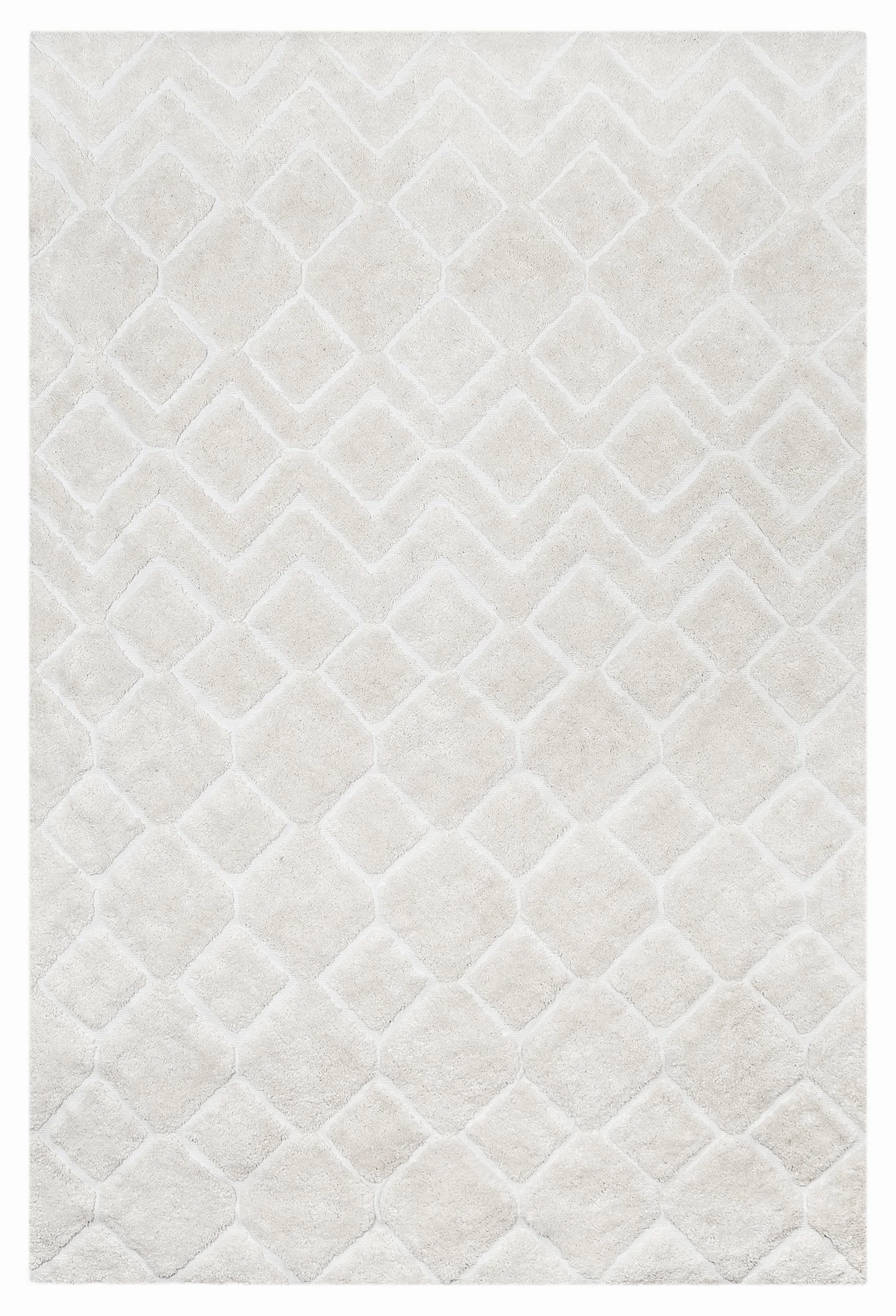 Gia Ivory Diamond Tribal PET Shag Rugmodern color block patchwork rug
