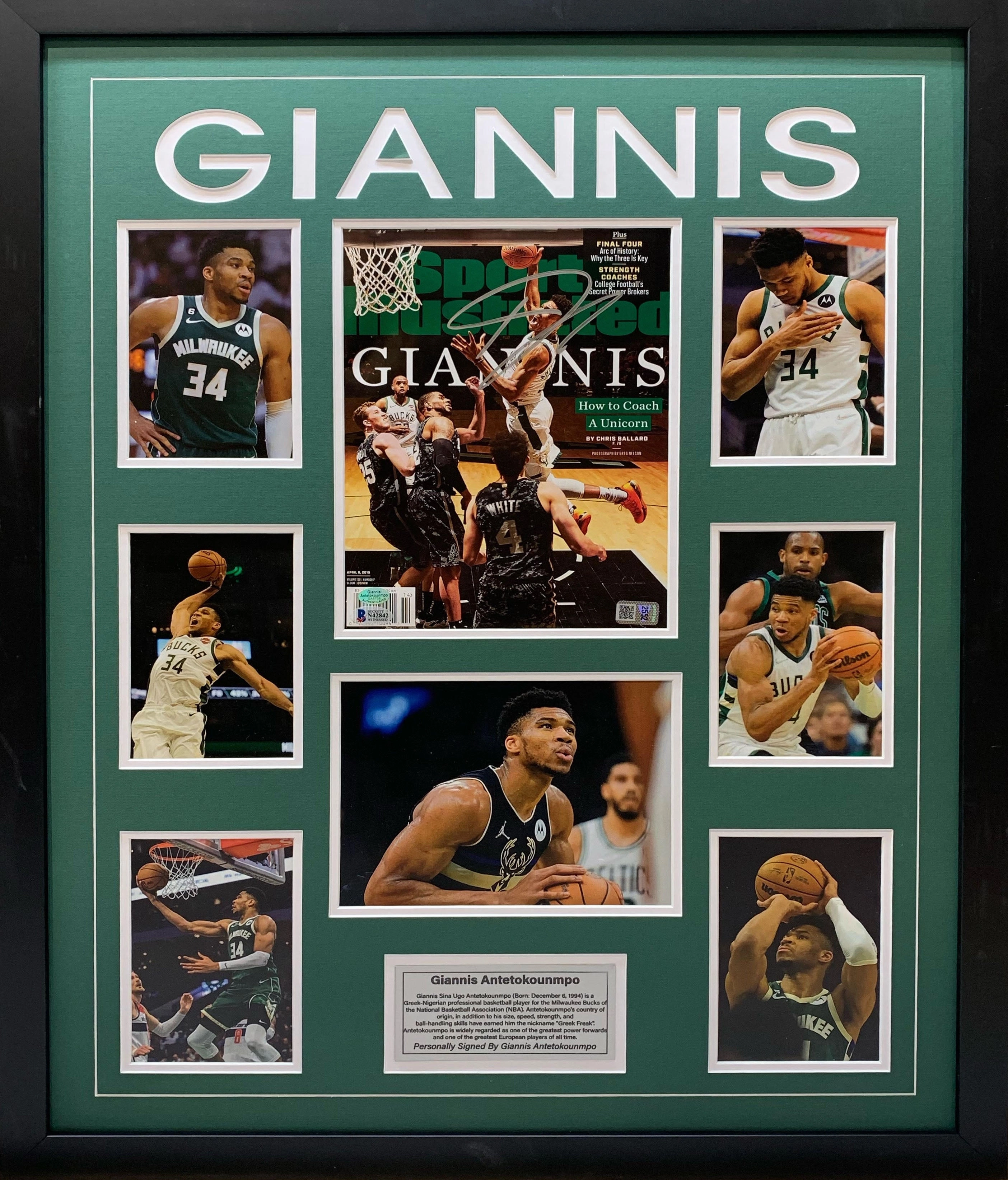 Giannis Antetokounmpo Hand Signed Poster - Framedhandmade souvenirs