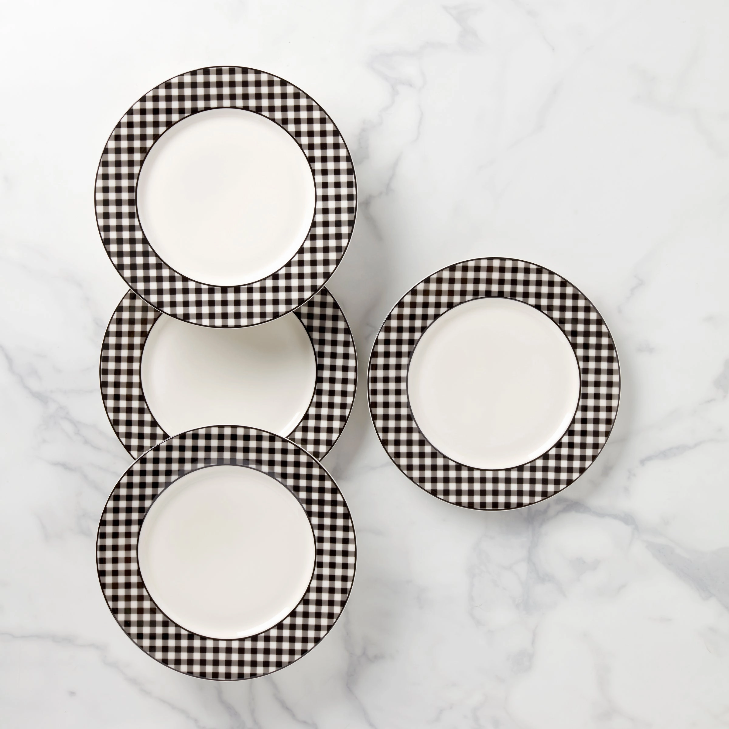 Gingham Black Dinner Plates - Set of 4halloween party decor ,outdoor halloween decor 