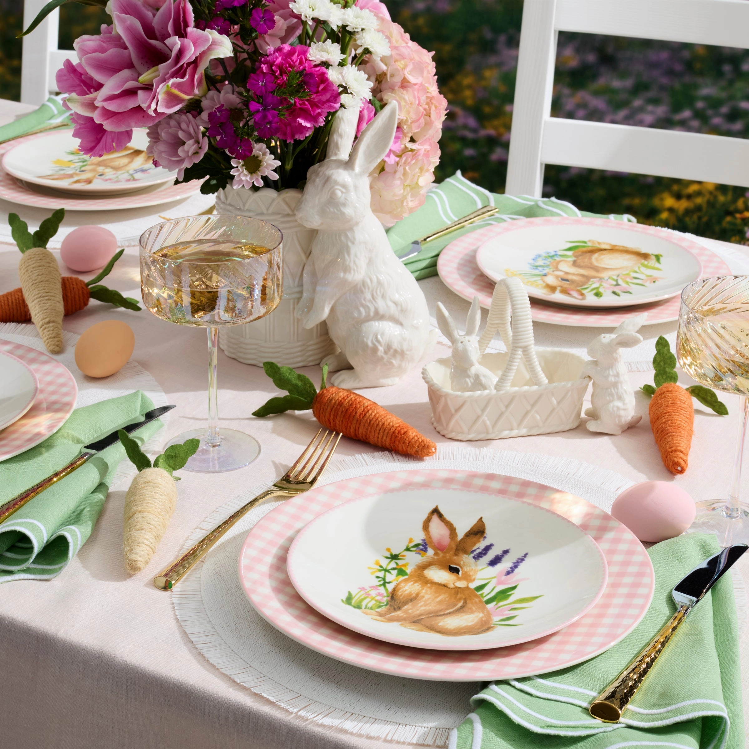 Gingham Pink Dinner Plates - Set of 4