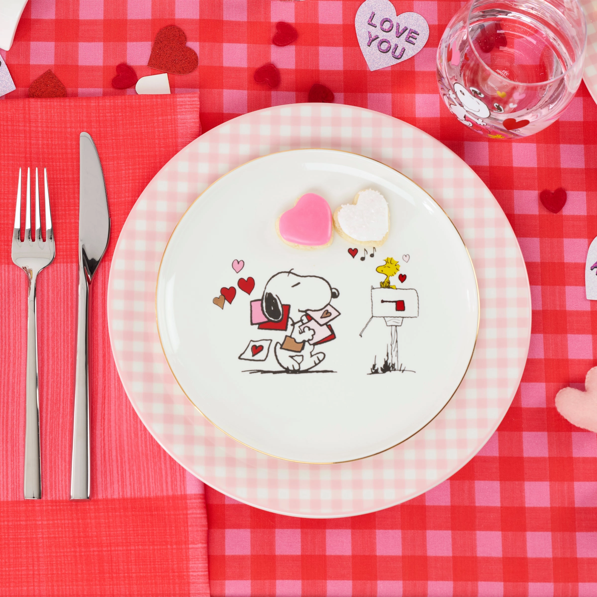 Gingham Pink Dinner Plates - Set of 4