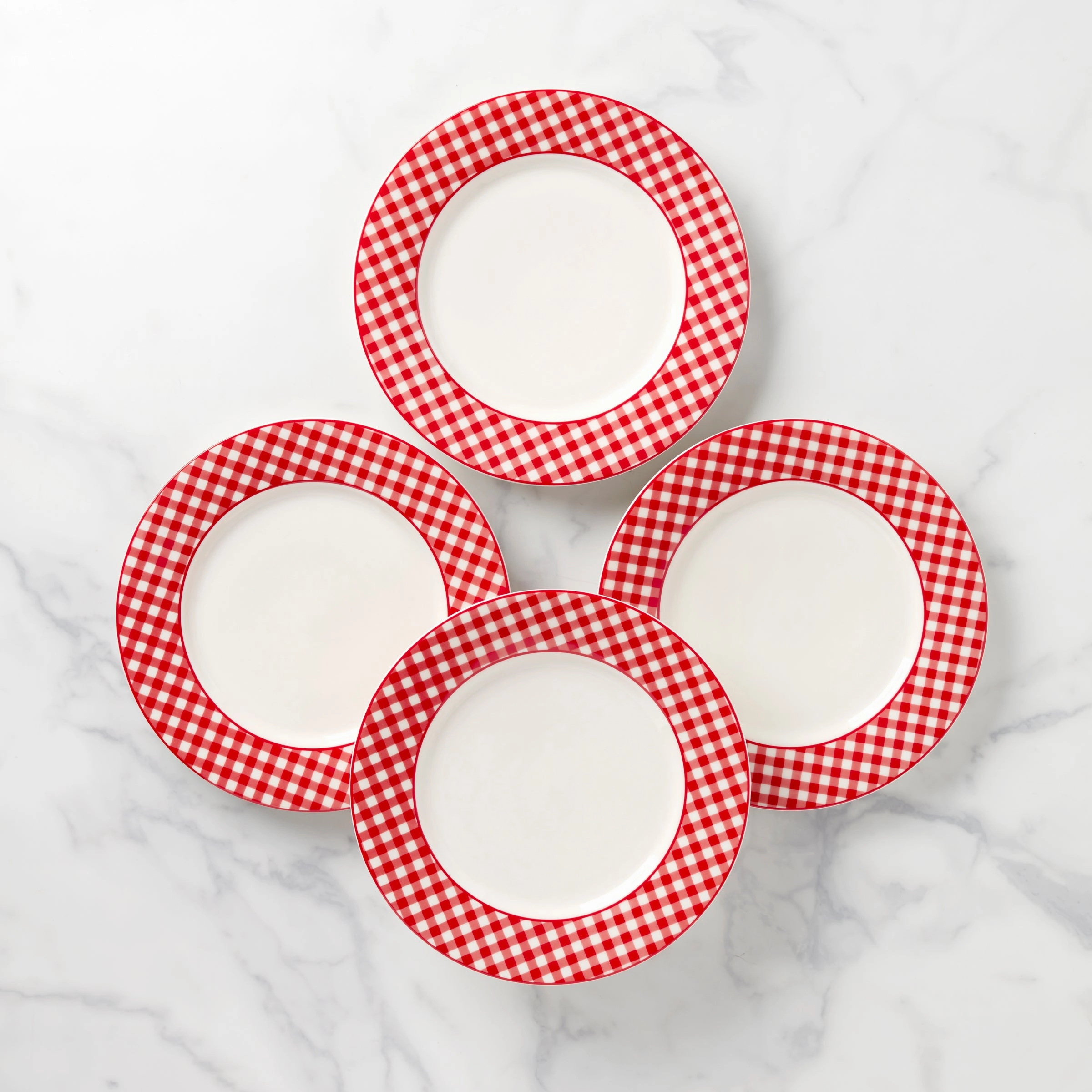 Gingham Red Dinner Plates - Set of 4summer decor ,outdoor summer decor 