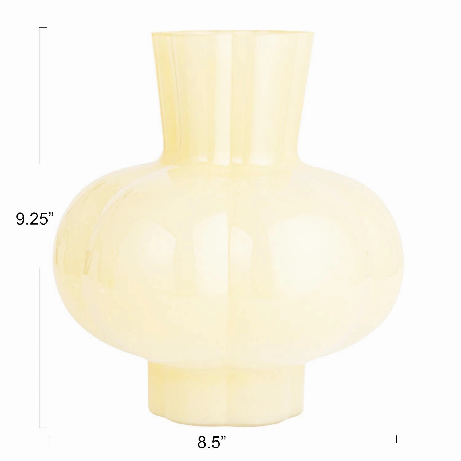 Glass Pleated Vase, Opaque Yellow