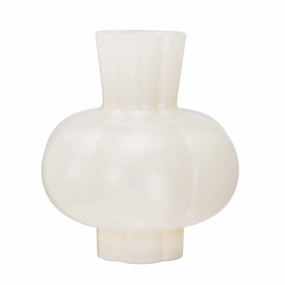Glass Pleated Vase, Opaque Yellownordic style desktop ornaments