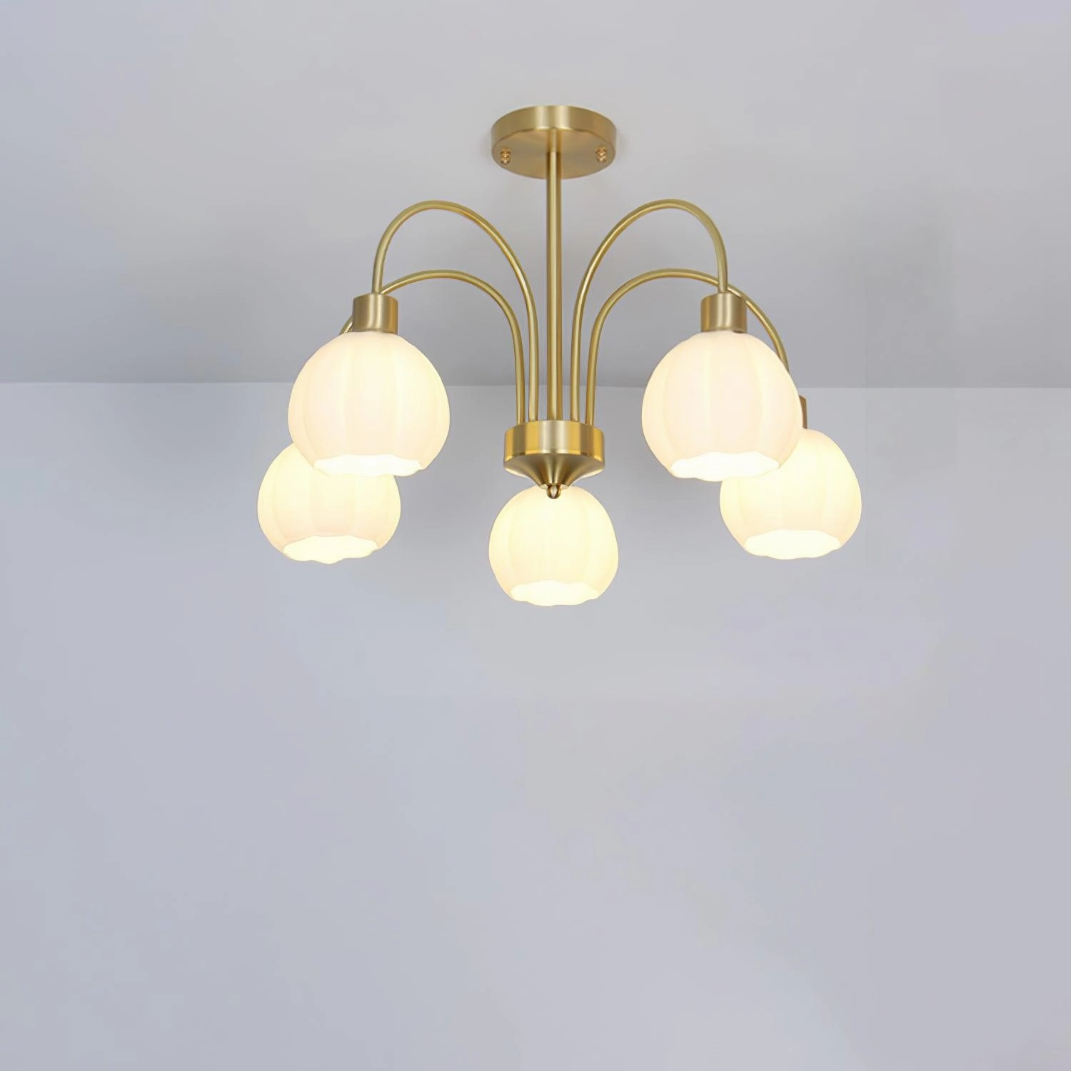 Glass Pumpkin Gold Chandelier