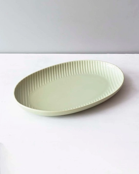 Glossy Straight Grain Platter - Milk Greenmodern kitchen decor ,kitchen dinner set ,dinnerware 