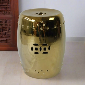 Gold Chinese Ceramic Drum Stoolhome decor ,wall decor 