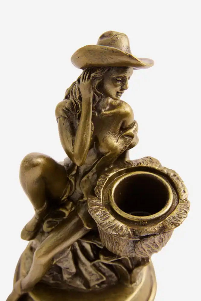 Gold Cowgirl Candlestick Holder