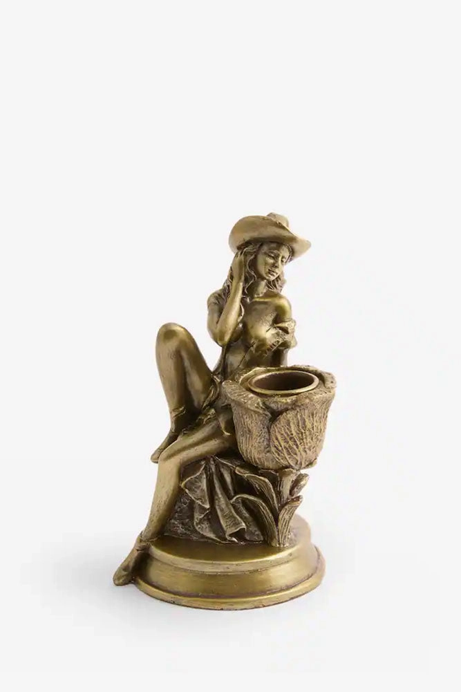 Gold Cowgirl Candlestick Holder