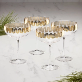 Gold Decal Coupe Glasses - Set Of 4glass cups ,personalized mugs 