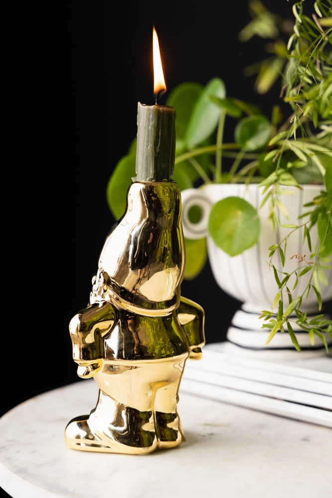 Gold Gnome Single Stem Vase / Candlestick Holder