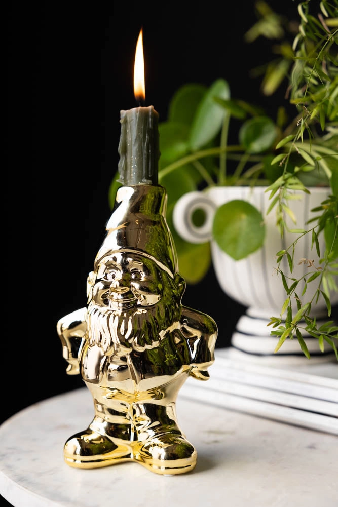 Gold Gnome Single Stem Vase / Candlestick Holder