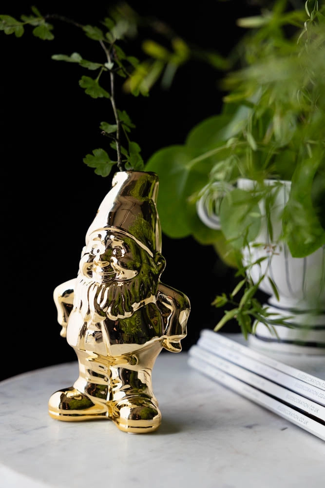 Gold Gnome Single Stem Vase / Candlestick Holder