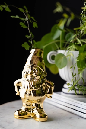 Gold Gnome Single Stem Vase / Candlestick Holderdecorative vase ,Modern Ceramic Vase for Home Decoration 