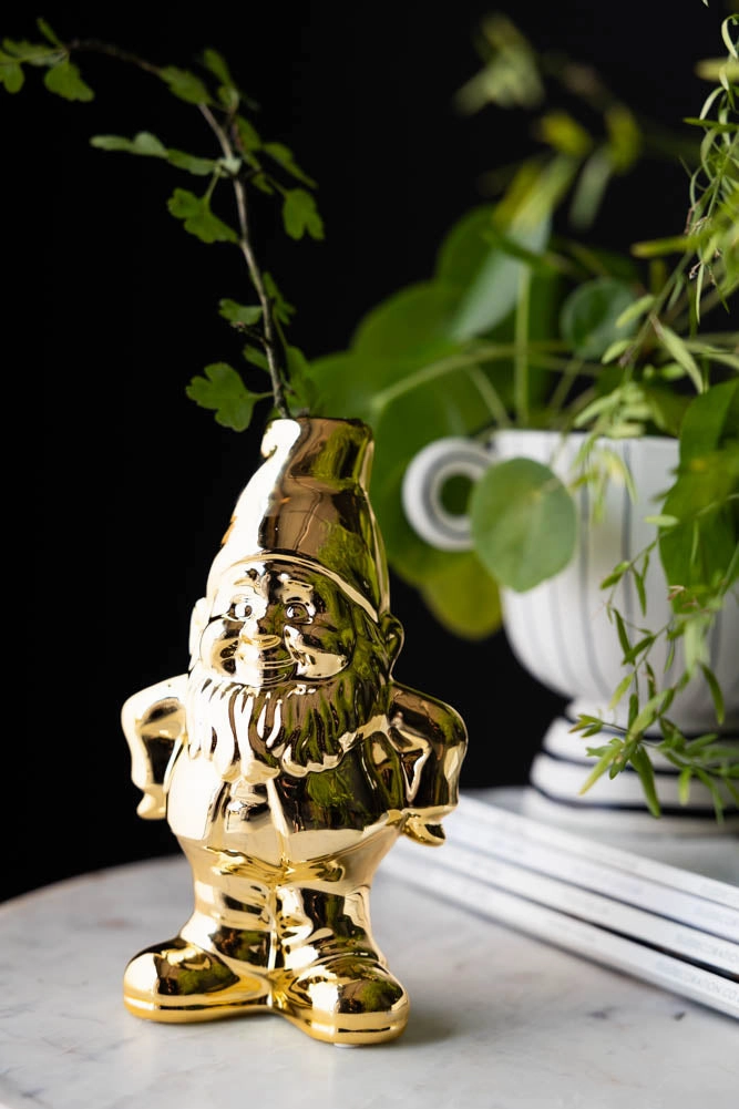 Gold Gnome Single Stem Vase / Candlestick Holderdecorative vase ,Modern Ceramic Vase for Home Decoration 