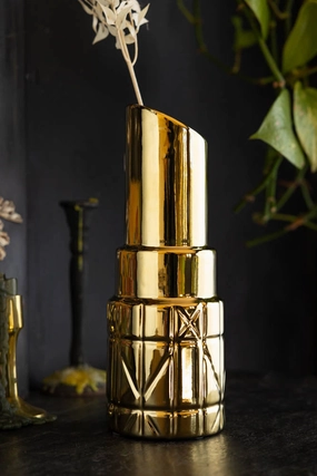 Gold Lipstick Vasedecorative vase ,Modern Ceramic Vase for Home Decoration 
