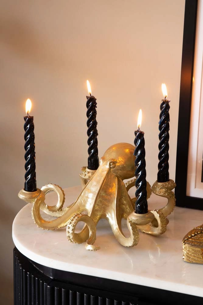 Gold Octopus Candlestick Holder