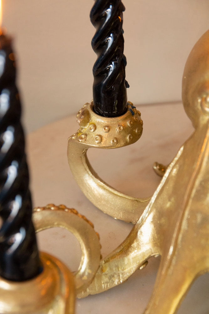 Gold Octopus Candlestick Holder