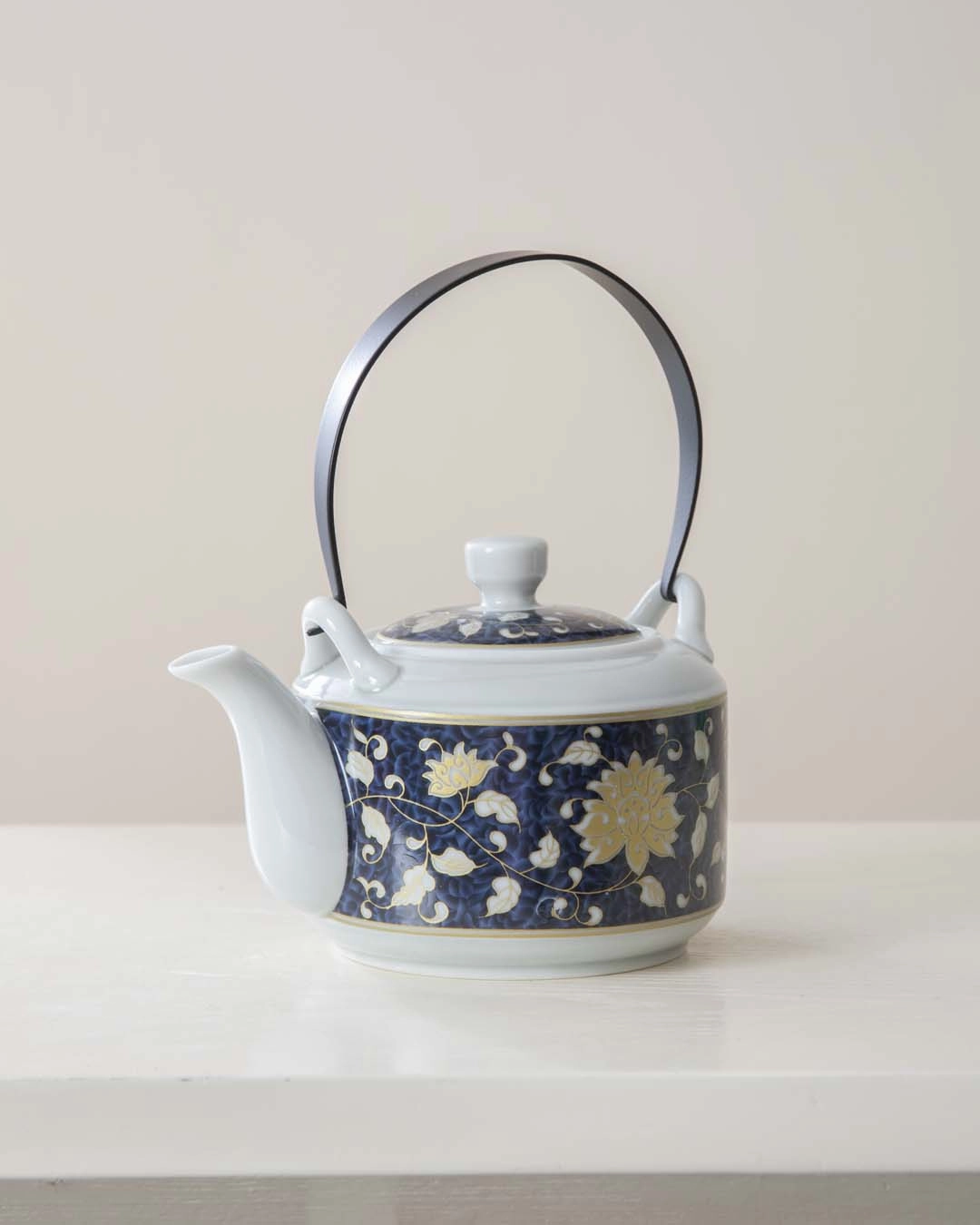 Gold Peony Ceramic Tea Kettle