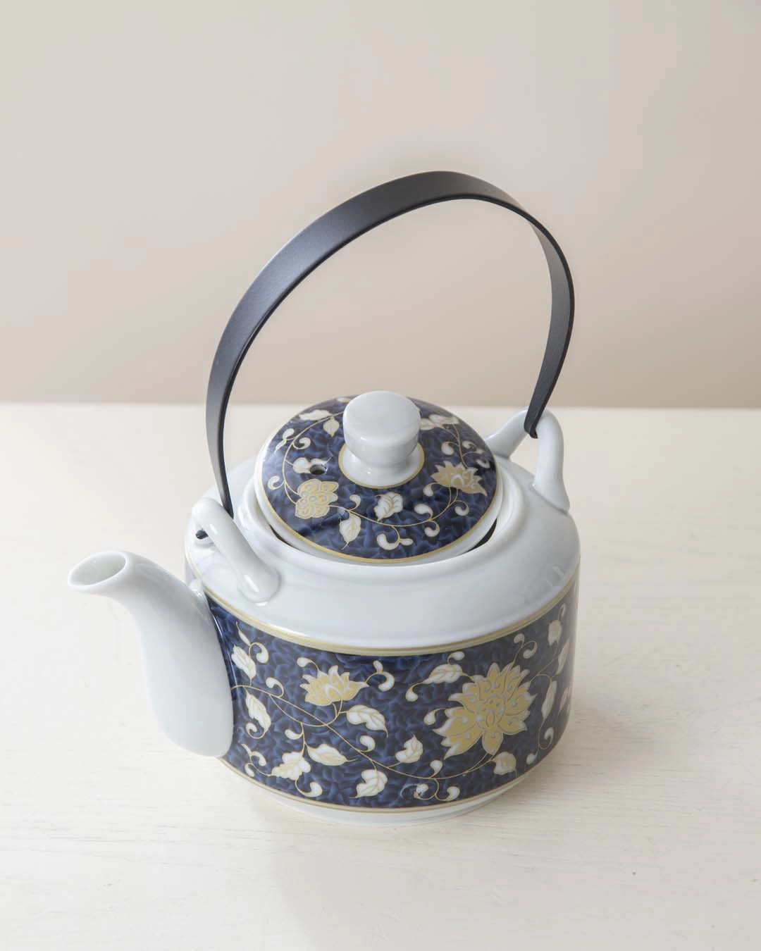 Gold Peony Ceramic Tea Kettle