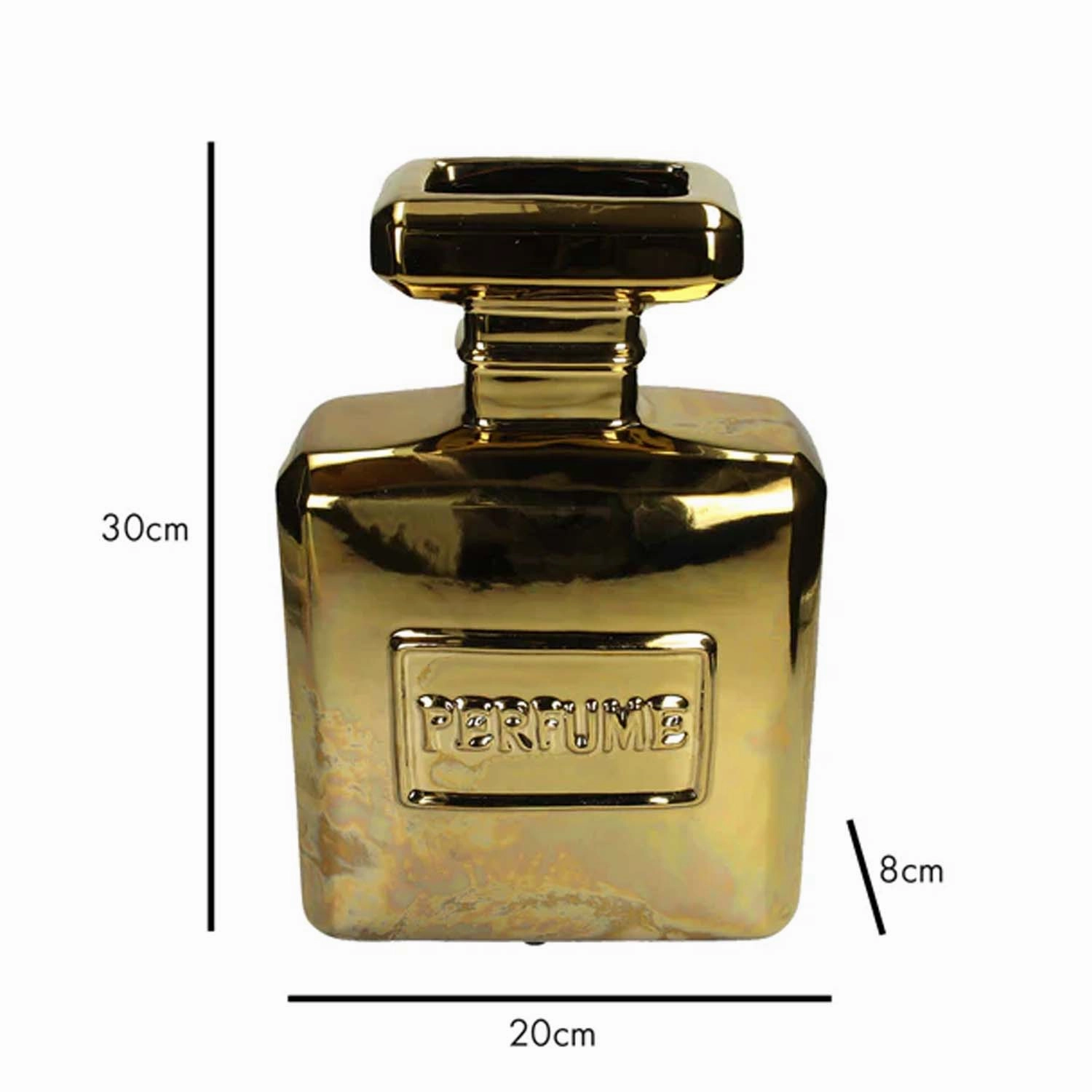 Gold Perfume Bottle Vase - 12" Tall