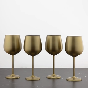 Gold Stainless Wine Glasses - Set Of 4valentine's day decorations ,valentine's centerpiece 