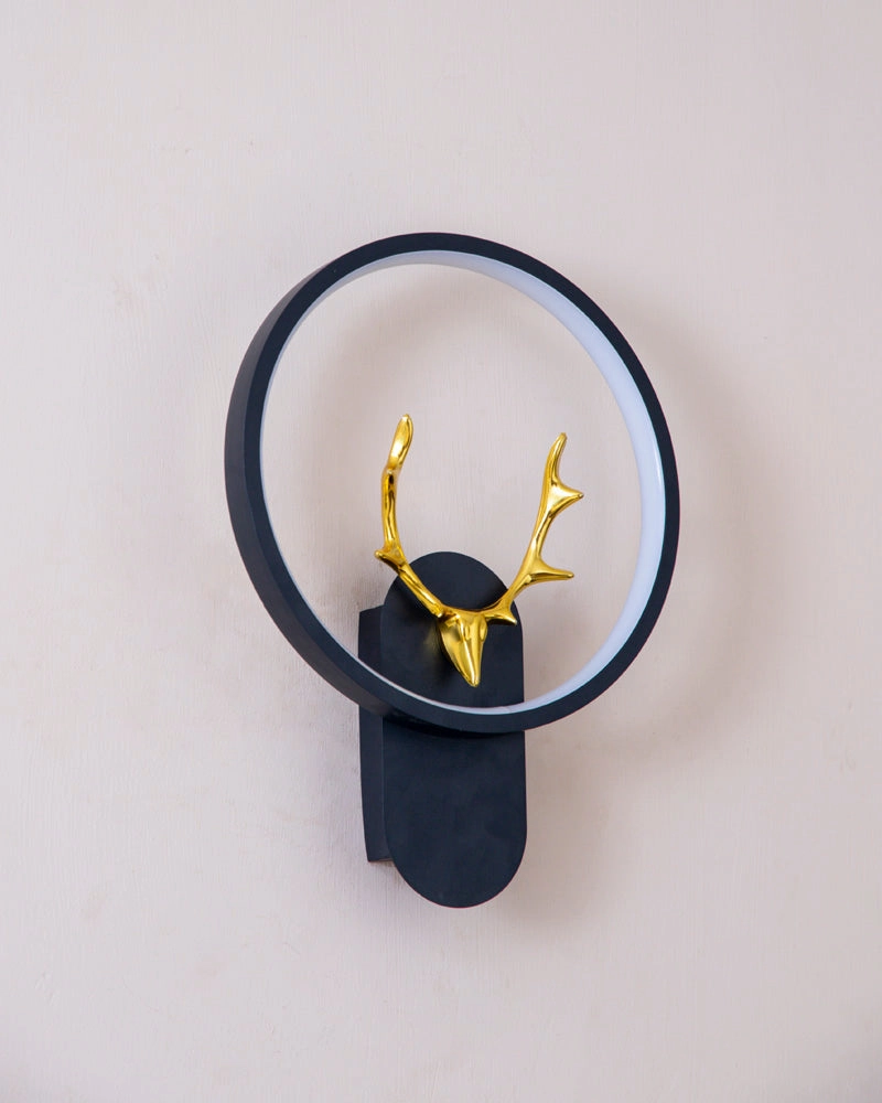 Golden Antler Deer Head Wall Light