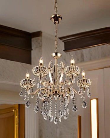 Golden Bloom Crystal Chandelier - 6 Lights
