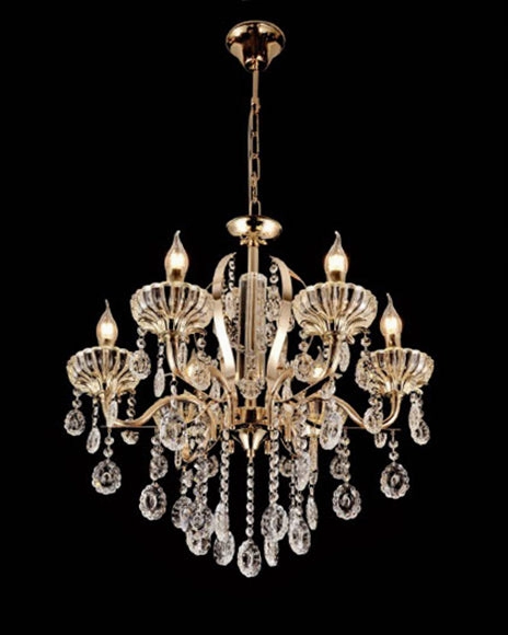 Golden Bloom Crystal Chandelier - 6 Lights