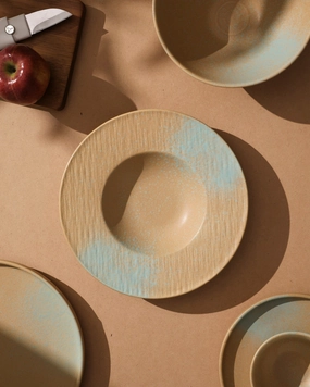 Golden Drift Matte Pasta Platemodern kitchen decor ,kitchen dinner set ,dinnerware 