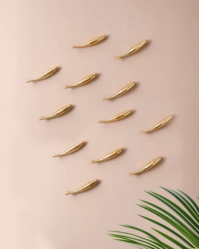 Golden Fish Decorative Wall Mount - Set Of 12 (Right)nordic style wall decor