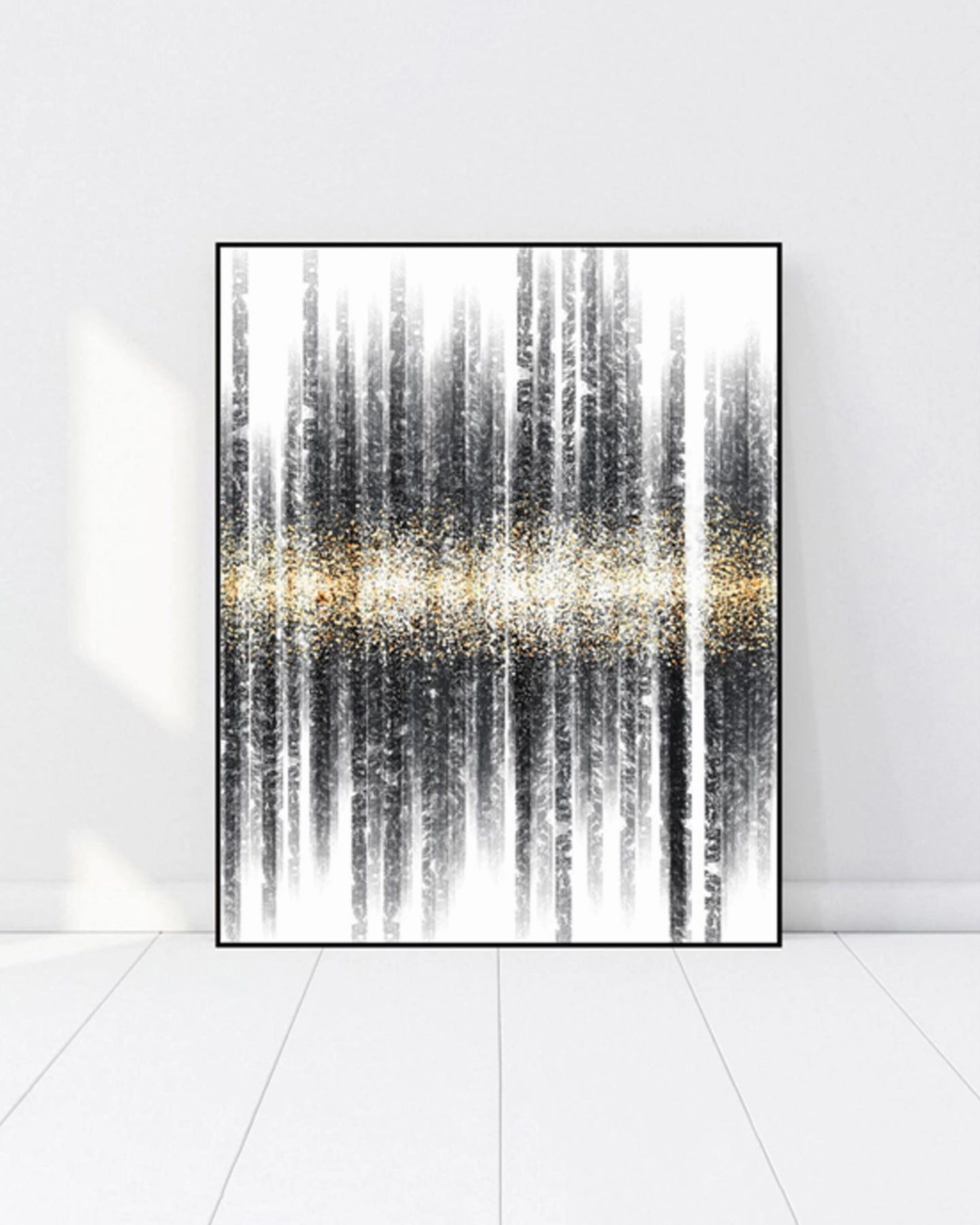 Golden Frequency 3D Abstract Oil Paintingnordic style wall decor