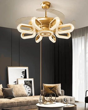 Golden Glide Retractable Ceiling Fan   Chandelier Light (with Remote Control)modern wall lamp,smart wall lamp
