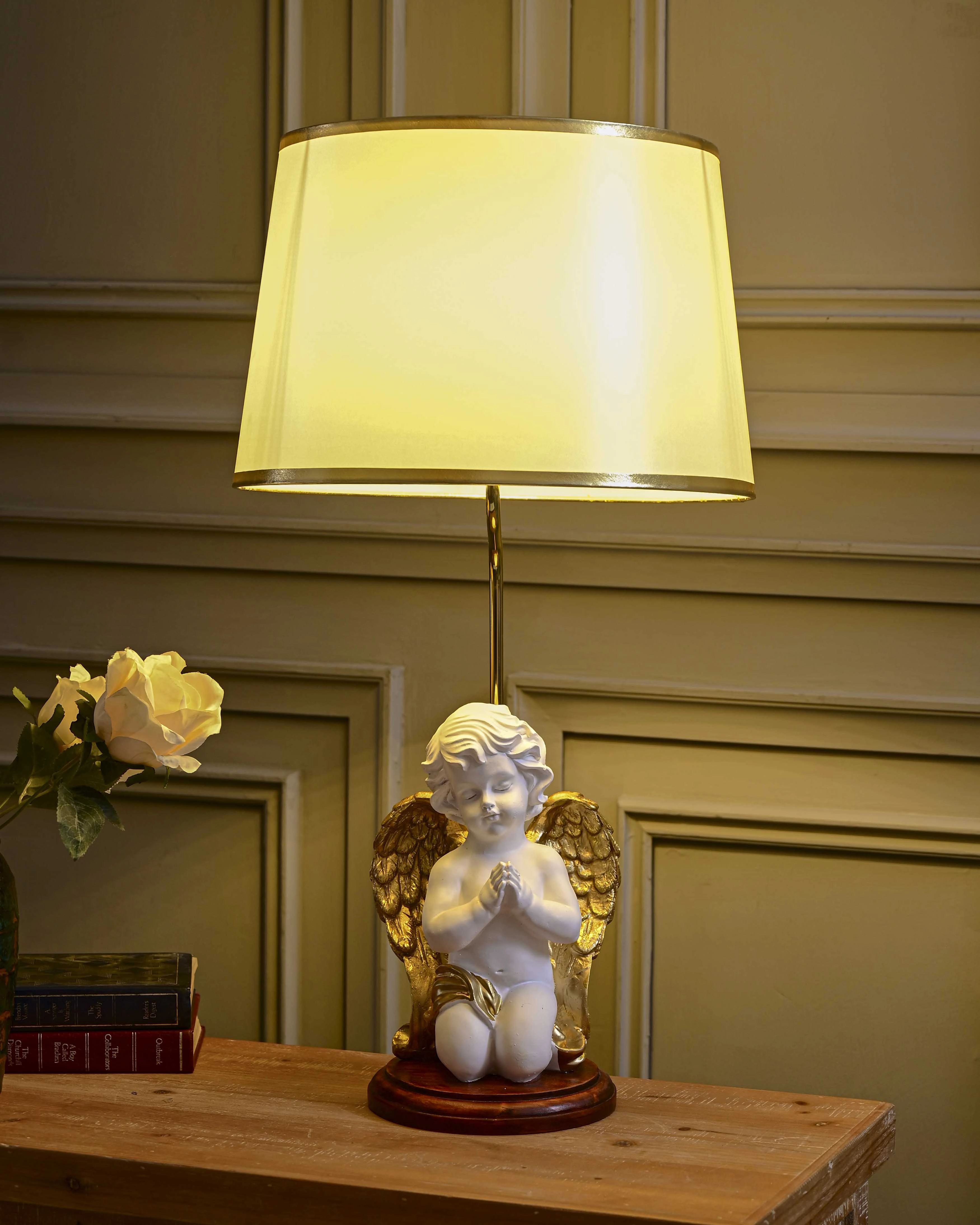 Golden Grace Angel Cherub Table Lamp