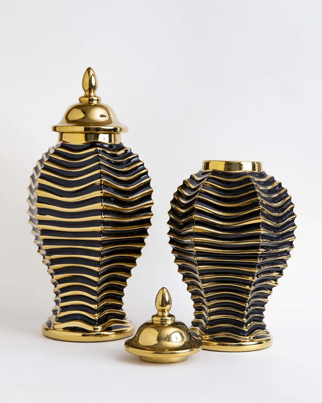 Golden Wave Decorative Jar - Large