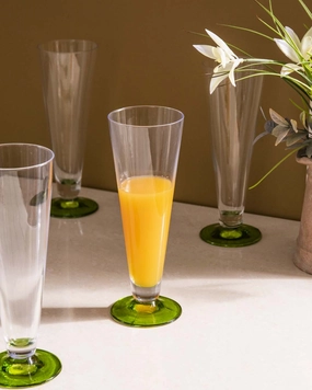 Green Base Flute Champagne Glass - Set Of 6modern kitchen decor ,kitchen dinner set ,dinnerware 