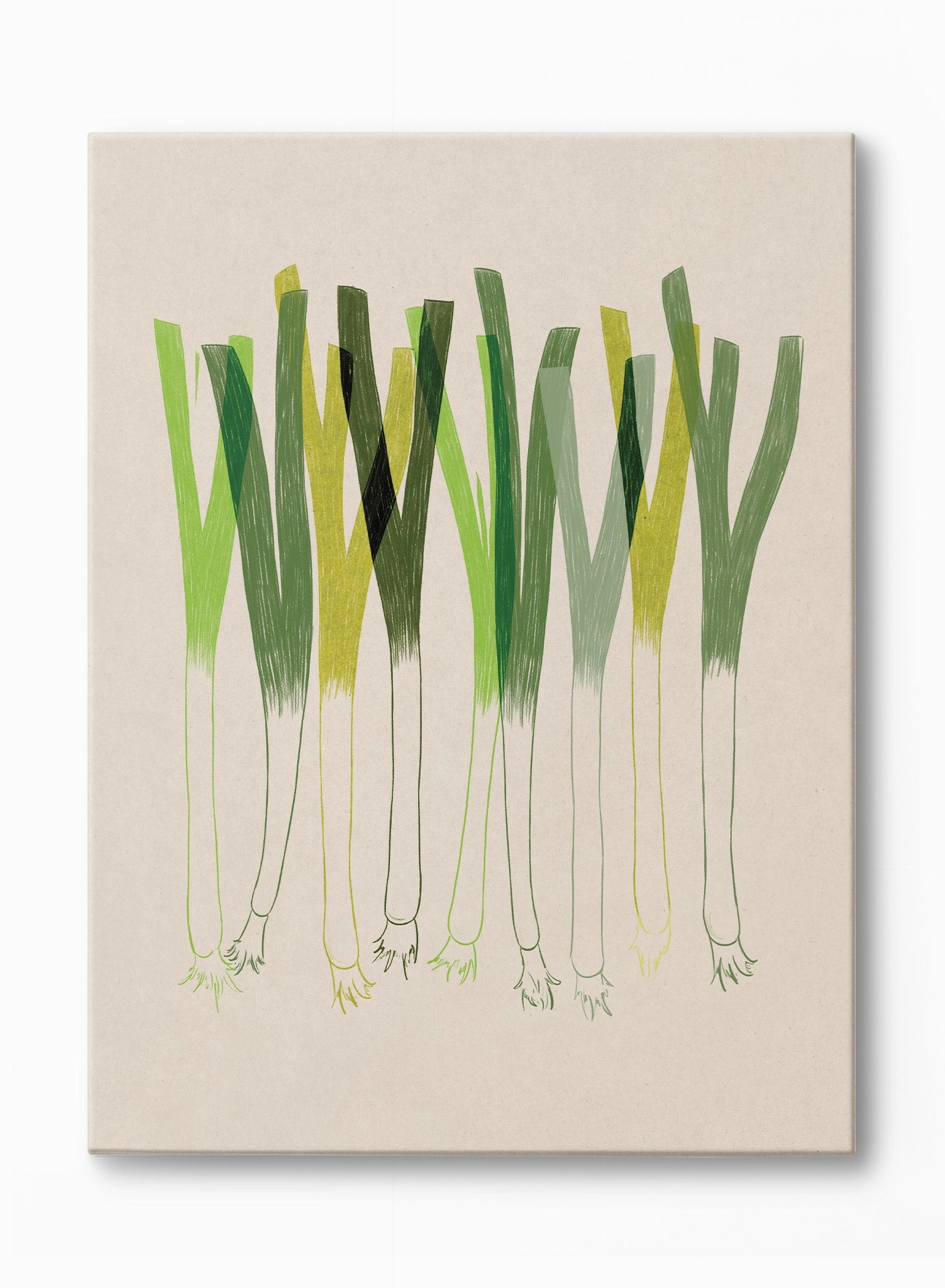 Green Onion Block Print, Canvasindoor decorative canvas print