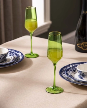 Green Stem Champagne Flutes - Set of 2modern kitchen decor ,kitchen dinner set ,dinnerware 