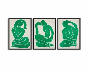 Green Trio Set - Figure Printmodern abstract painting decor