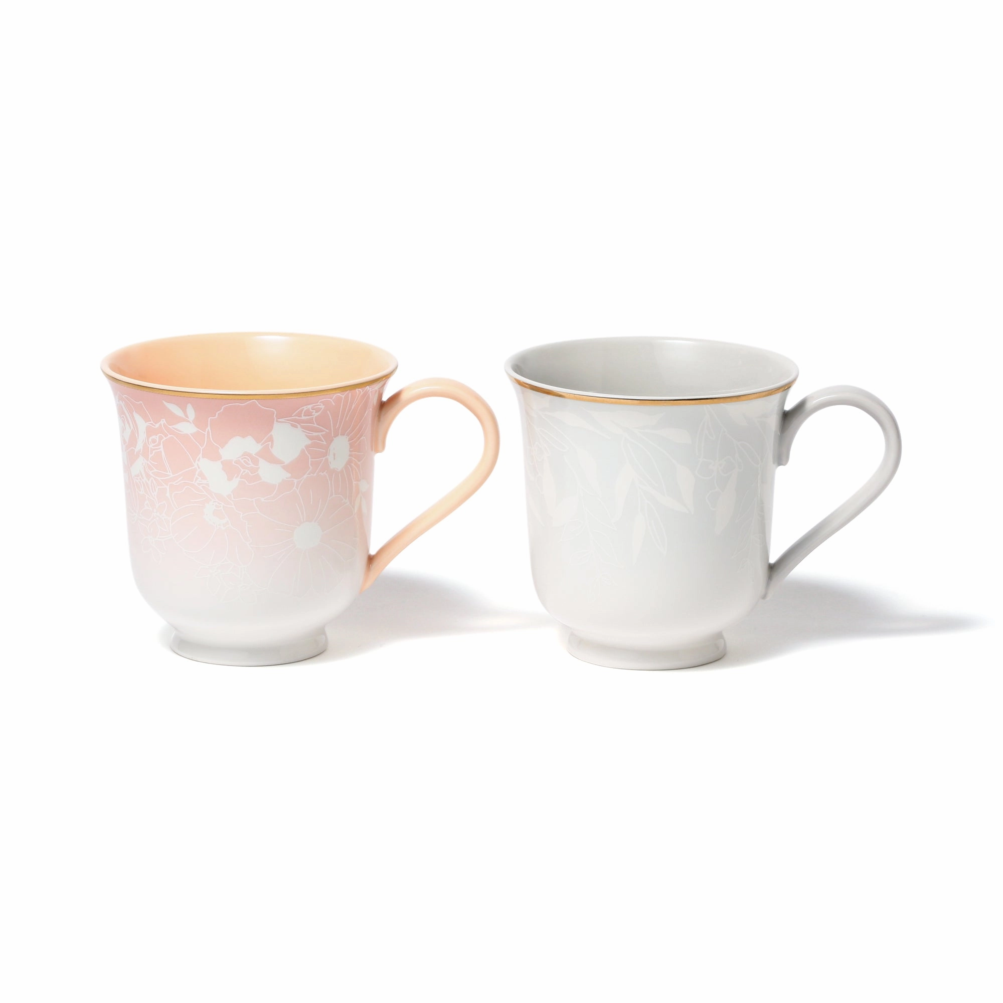 Gs Pair Mug Flower & Leaf