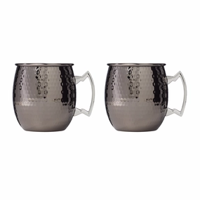 Hammered Black Moscow Mule Mugs - Set Of 2halloween party decor ,outdoor halloween decor 