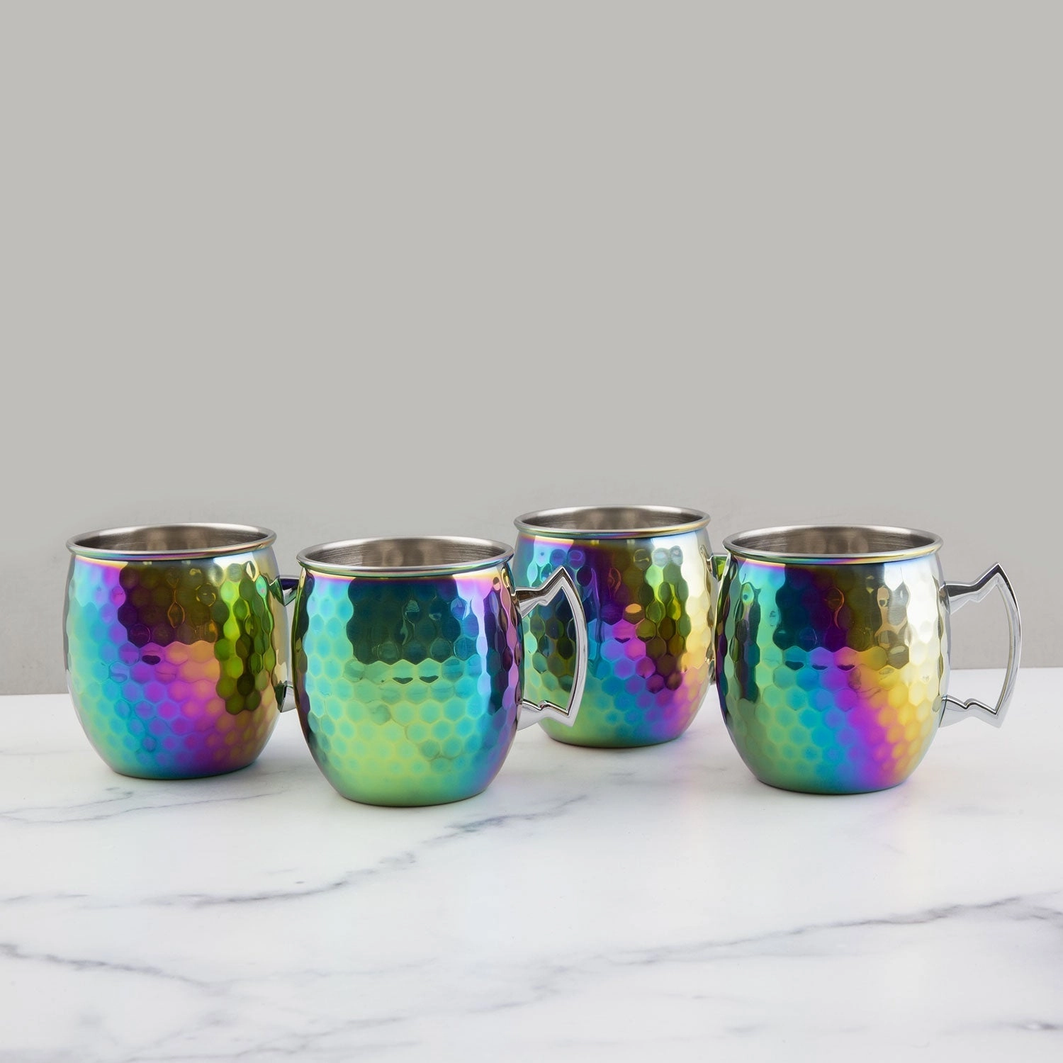 Hammered Rainbow Moscow Mule Mugs - Set Of 4glass cups ,personalized mugs 