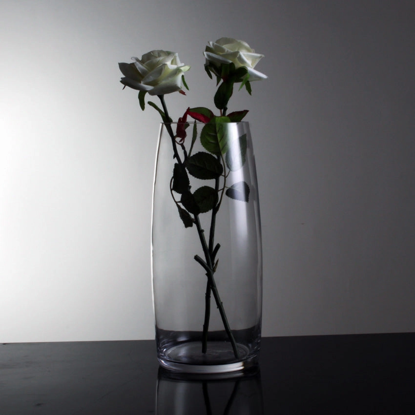 Hand-Blown Fluted Clear Glass Vasehome decoration ,modern home decor 