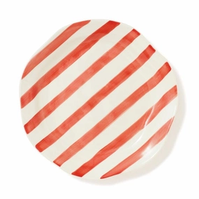 Hand Painted Plate Stripe L Redhand-painted ceramic bowl