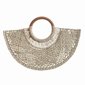 Hand-Woven Seagrass Fan Wall Decor with Wood Handlebedding sets ,throw blankets 
