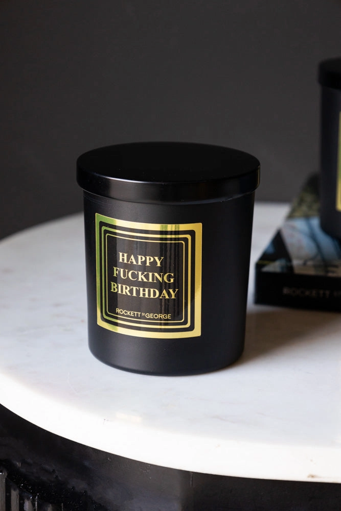 Happy Fucking Birthday Scented Candle - Leather & Tobacco
