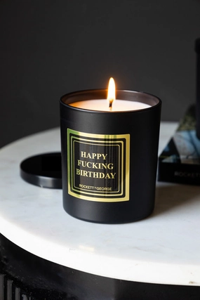 Happy Fucking Birthday Scented Candle - Leather & Tobaccoscented candle ,decorative candle 