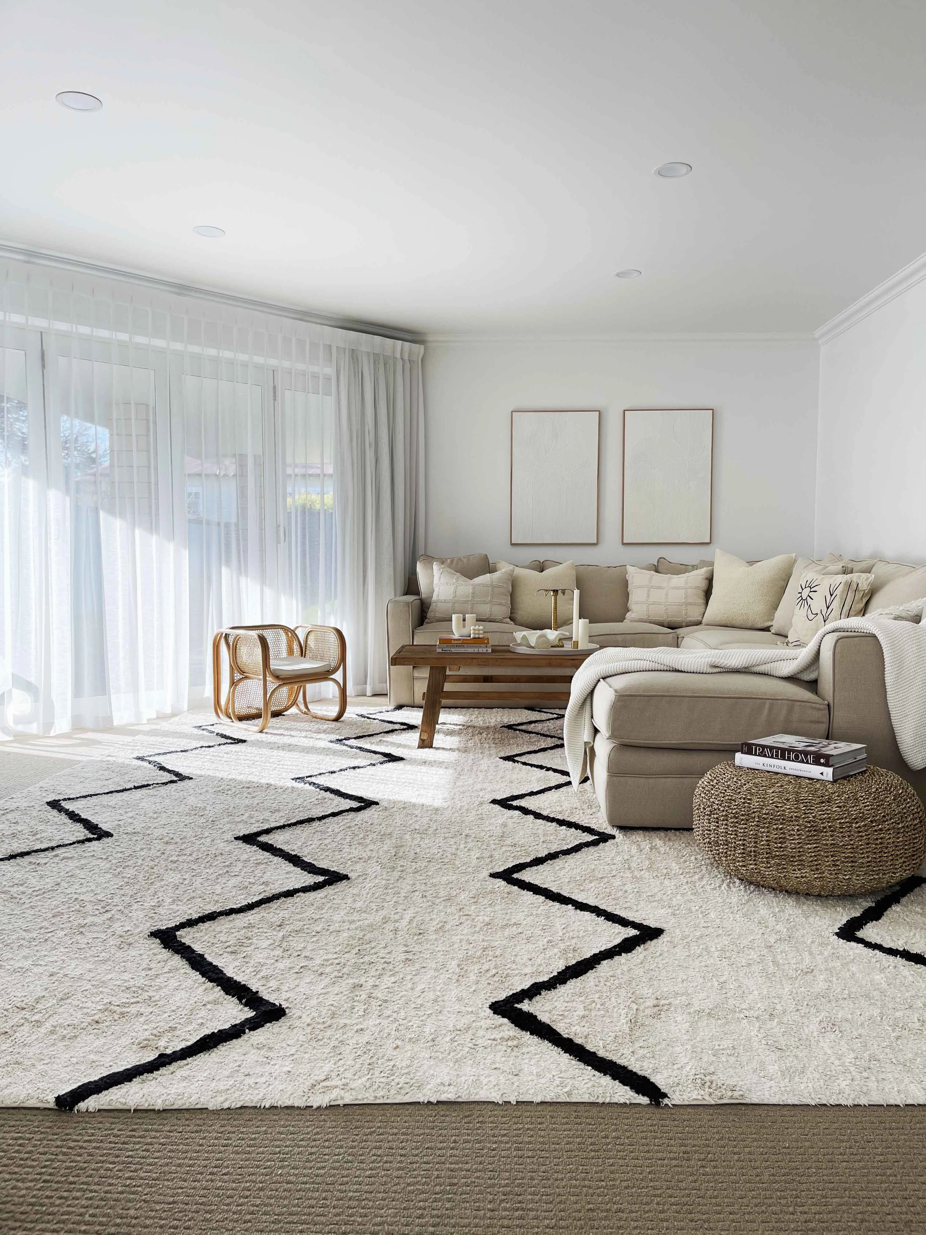 Hayley Black and Ivory Tribal Washable Berber Rug *NO RETURNS UNLESS FAULTY